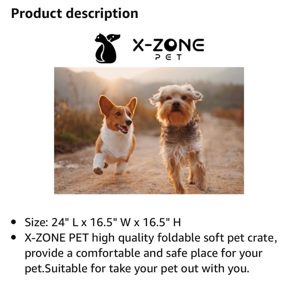 NEW 3Door 24” Indoor/Outdoor Folding Soft Pet Crate - Picture 7 of 16